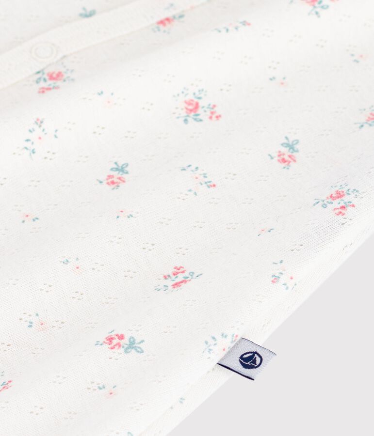 Baby-Kurzoverall aus Baumwolle mit Blumenmotiv weiss/vielfarbig
