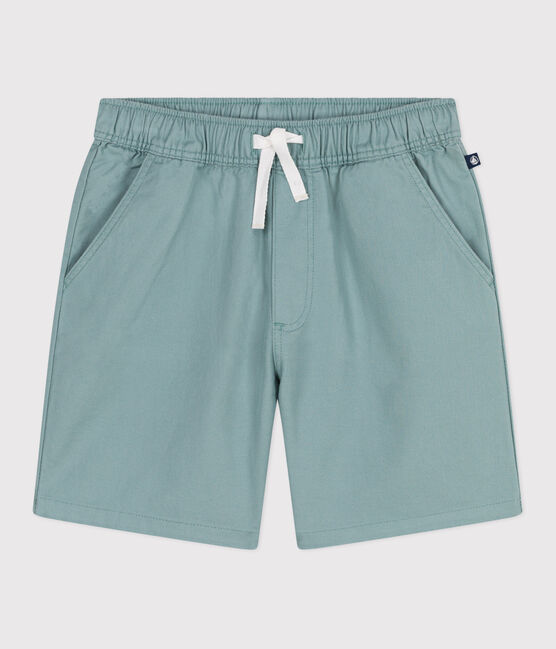 Kinder-Bermudashorts aus einfarbiger Baumwolle grün PAUL