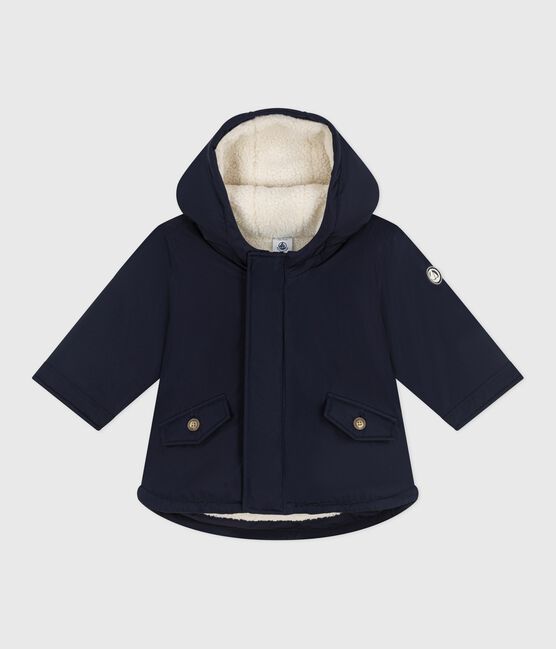 Halblanger Baby-Parka einfarbig blau SMOKING