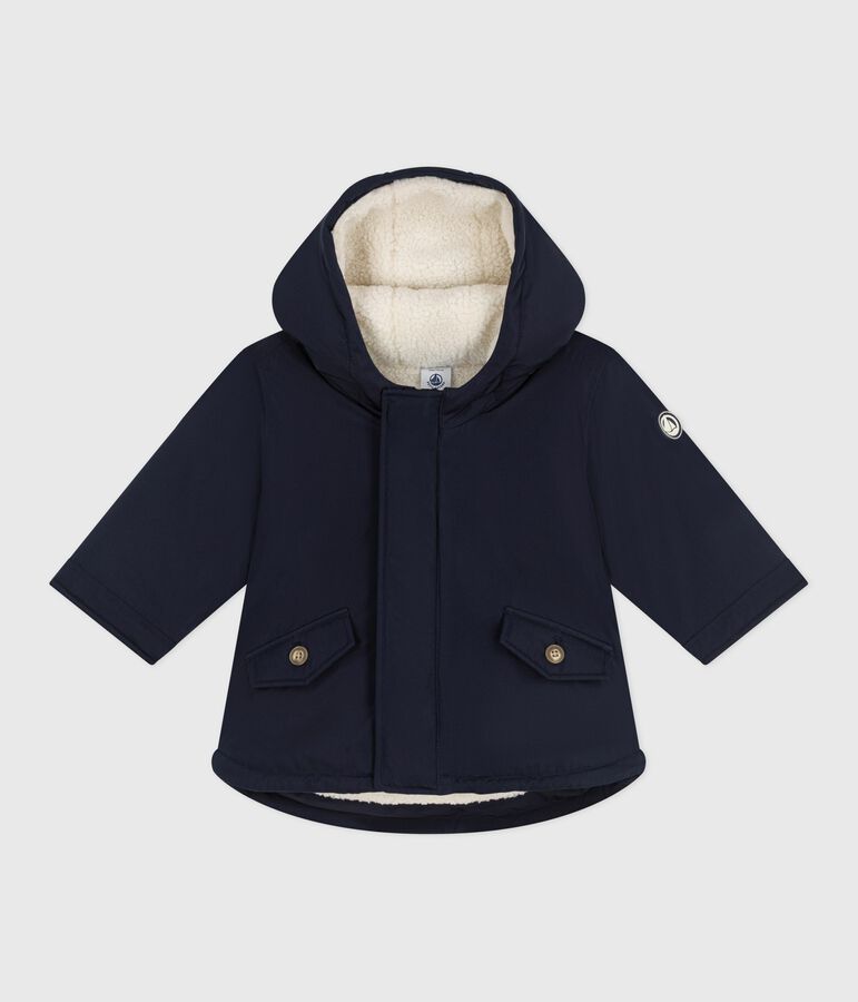 Halblanger Baby-Parka einfarbig blau
