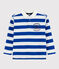 Langärmeliges Kinder-Poloshirt aus Jersey für Jungen blau SURF/weiss MARSHMALLOW