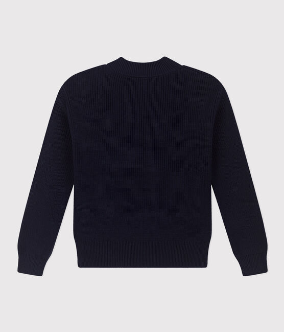 Damenpullover aus Baumwolle mit Patentmuster blau SMOKING