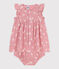 Babykleid mit Bloomer aus geblümtem Musselin-Stoff rosa CHARME/weiss MARSHMALLOW