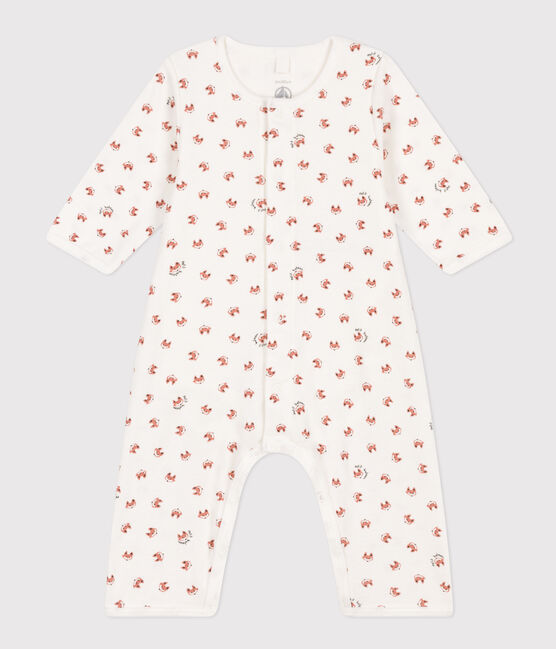 Baby-Bodyjama aus Rippstrick ohne Füße weiss MARSHMALLOW/weiss MULTICO