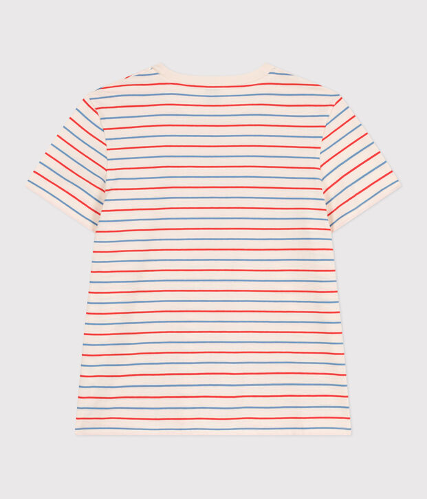 Damen T-Shirt Le Droit aus Baumwolle mit Streifen naturfarben/vielfarbig