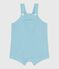 Kurzbeinige Baby-Latzhose aus einfarbigem Musselin-Stoff blau AQUATIC