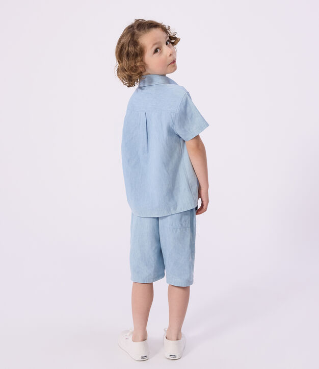 Kinder-Bermudashorts aus einfarbiger Baumwolle blau