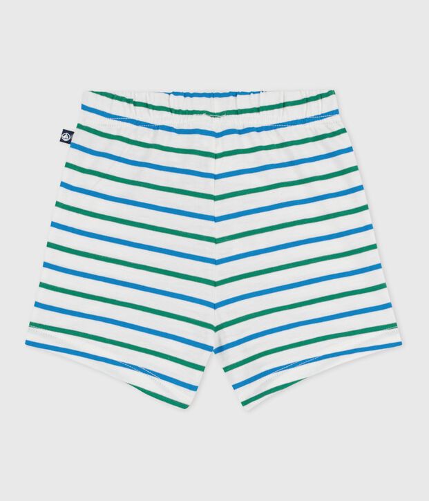 Baby-Shorts aus Baumwolle mit zweifarbigen Streifen weiss/vielfarbig