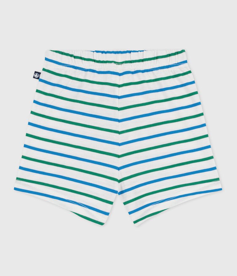 Baby-Shorts aus Baumwolle mit zweifarbigen Streifen weiss/vielfarbig