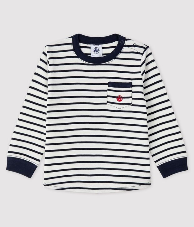 Baby-T-Shirt f&uuml;r Jungen weiss/blau