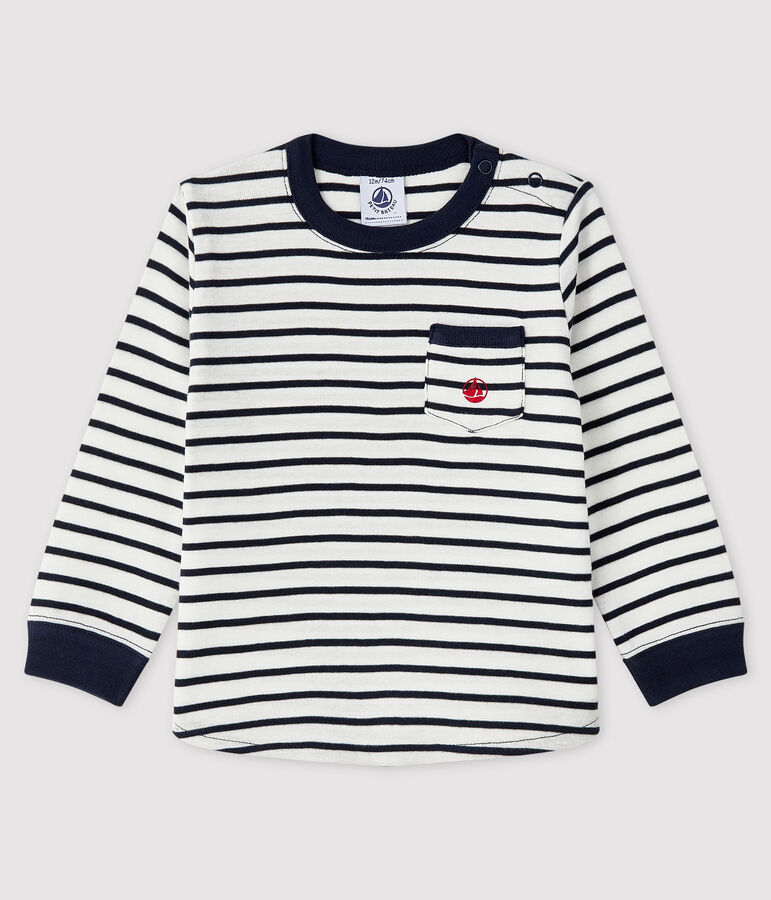 Baby-T-Shirt f&uuml;r Jungen weiss/blau