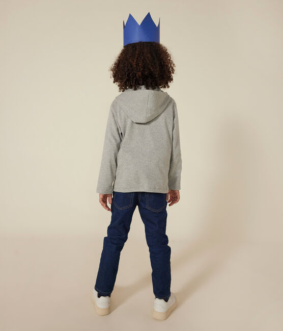 Jungen-Kapuzenshirt mit Reißverschluss aus Strickgewebe grau CHATON CHINE