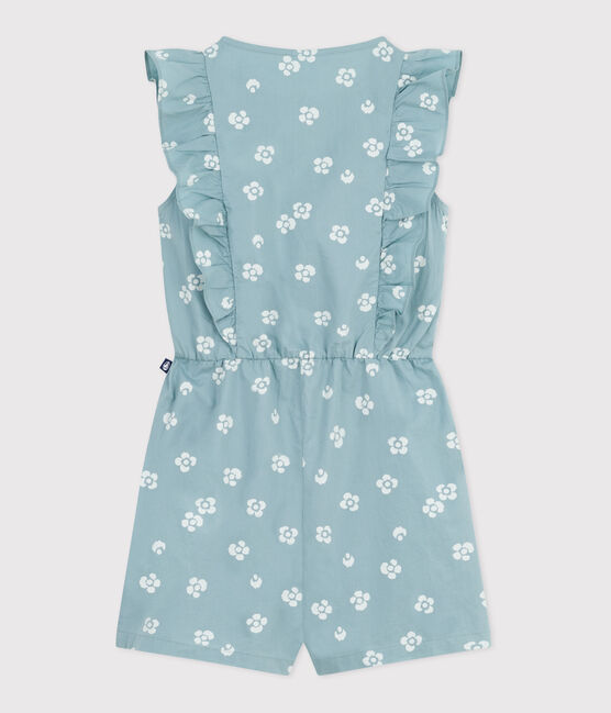 Ärmelloser Kinder-Overall mit Blumenmuster blau PAUL/weiss MARSHMALLOW