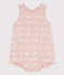 Baby-Kurzoverall aus Baumwolle mit rosa Walen SALINE/ MARSHMALLOW