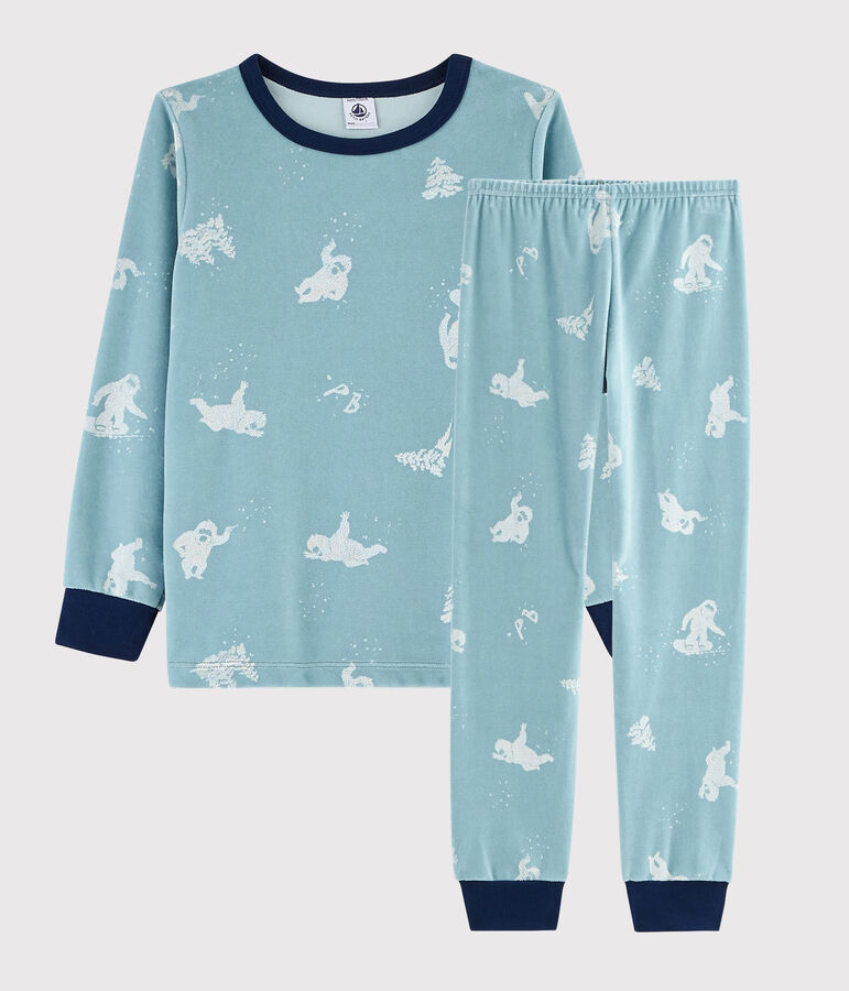 Kinderpyjama aus Nicki mit Yetimotiv f&uuml;r Jungen blau BRUME/ MARSHMALLOW
