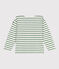 Langärmeliges Kinder-Unisex Streifenshirt aus Baumwolle grün MARSHMALLOW/ PALMERAIE