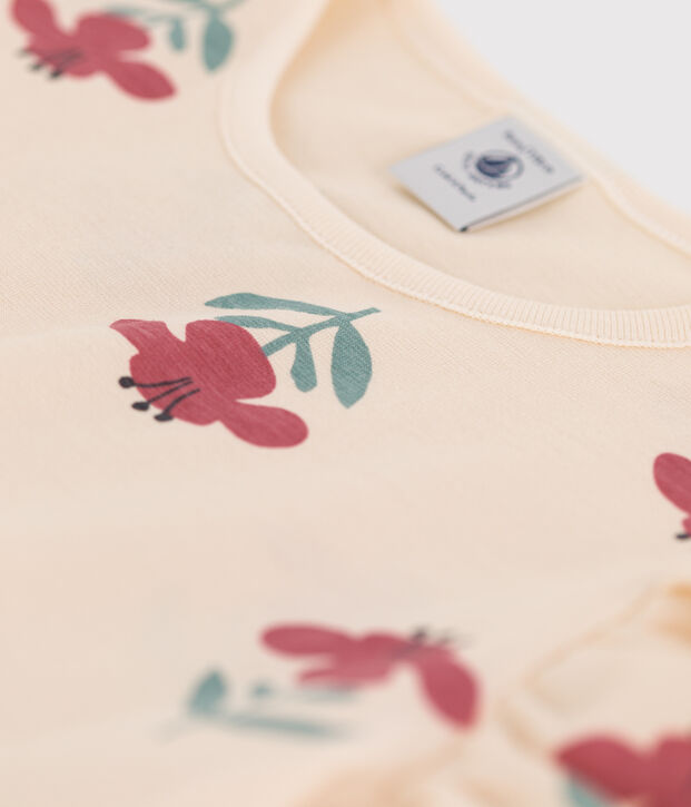Bedrucktes Kinder-T-Shirt aus Baumwolle f&uuml;r M&auml;dchen naturfarben/blau/vielfarbig