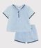 2-teiliges Baby-Set aus Chambray, T-Shirt mit Matrosenkragen blau BLEU CLAIR
