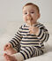 Baby-Set aus Woll- und Baumwoll-Strick mit Marinestreifen weiss AVALANCHE/blau SMOKING