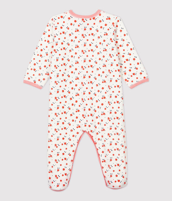 Baby-Strampler aus aus Velours mit Blumenmuster weiss MARSHMALLOW/weiss MULTICO