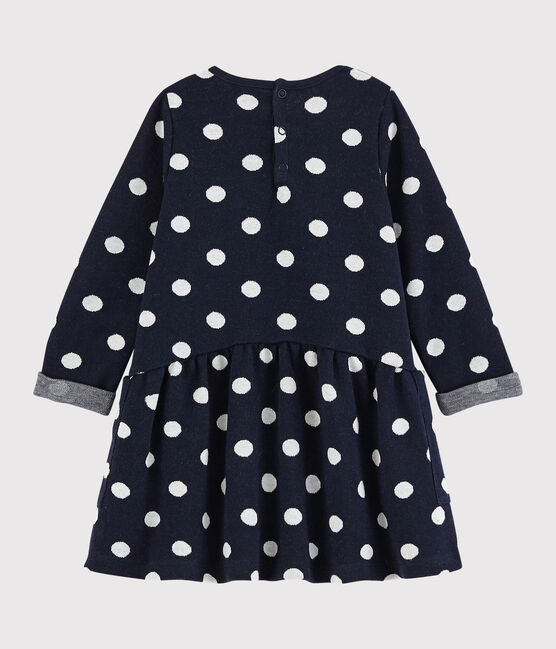 Langärmeliges Baby-Kleid für Mädchen blau SMOKING/weiss MARSHMALLOW