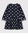 Langärmeliges Baby-Kleid für Mädchen blau SMOKING/weiss MARSHMALLOW
