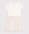 Kurzärmeliges Kinder-Kleid aus Baumwolle und Tüll weiss MARSHMALLOW/rosa COPPER