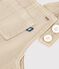 Langbeinige Baby-Latzhose aus einfarbigem Serge. beige