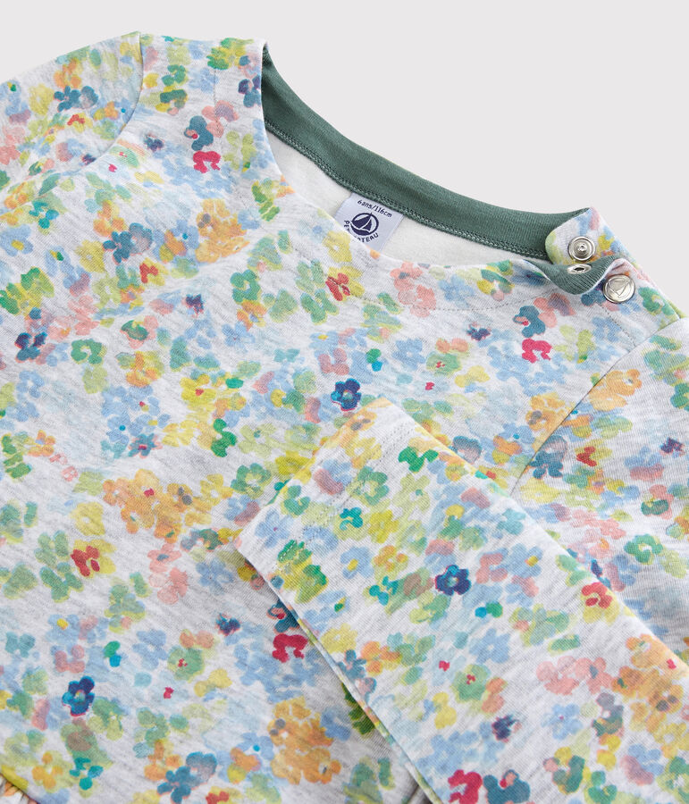 Lang&auml;rmeliges Kinder-Kleid aus Doppeljersey f&uuml;r M&auml;dchen grau/vielfarbig