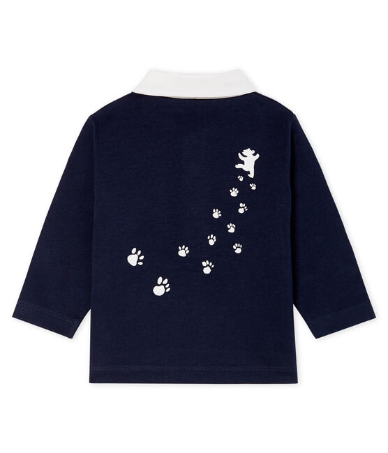 Langärmliges Baby-Poloshirt für Jungen blau SMOKING