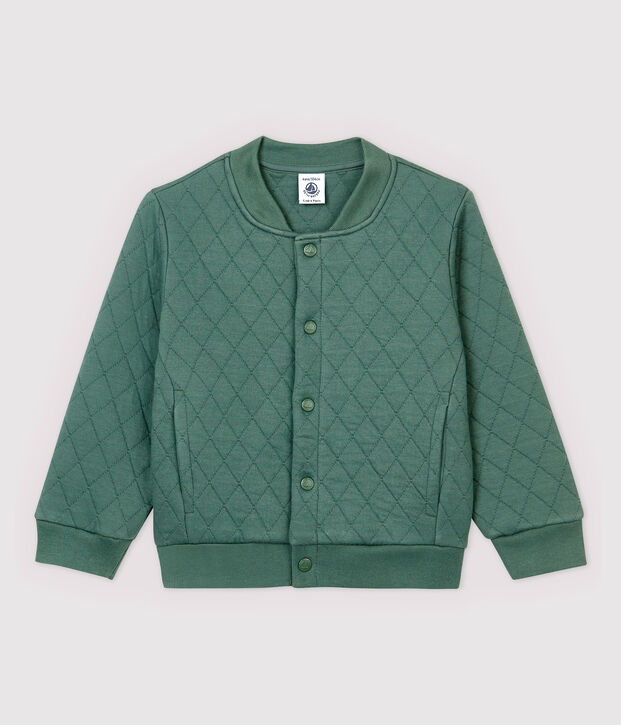Kinder-Cardigan im Teddy-Stil aus gedoppeltem Jersey f&uuml;r Jungen gr&uuml;n