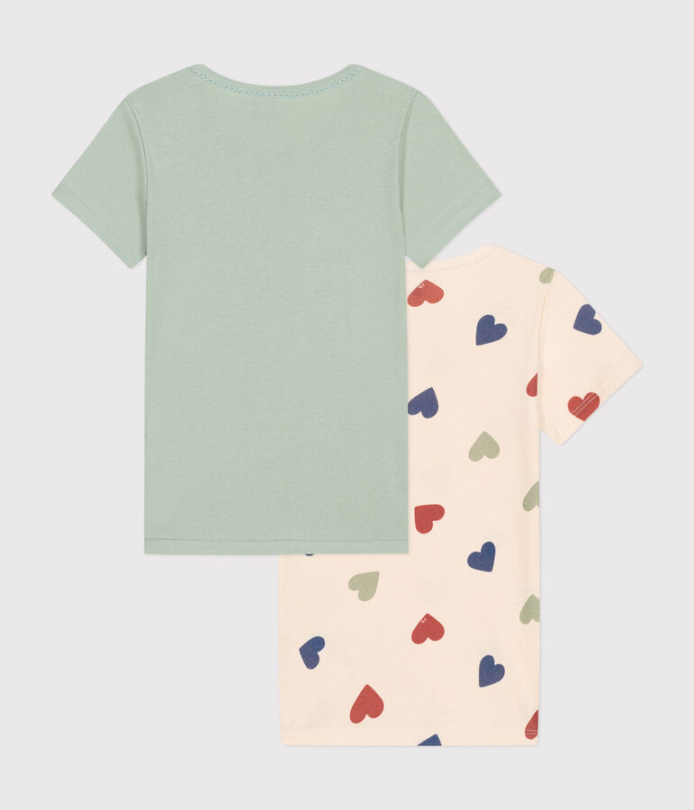 2er-Set kurz&auml;rmelige Kinder-T-Shirts aus Baumwolle mit Herzmotiv vielfarbig