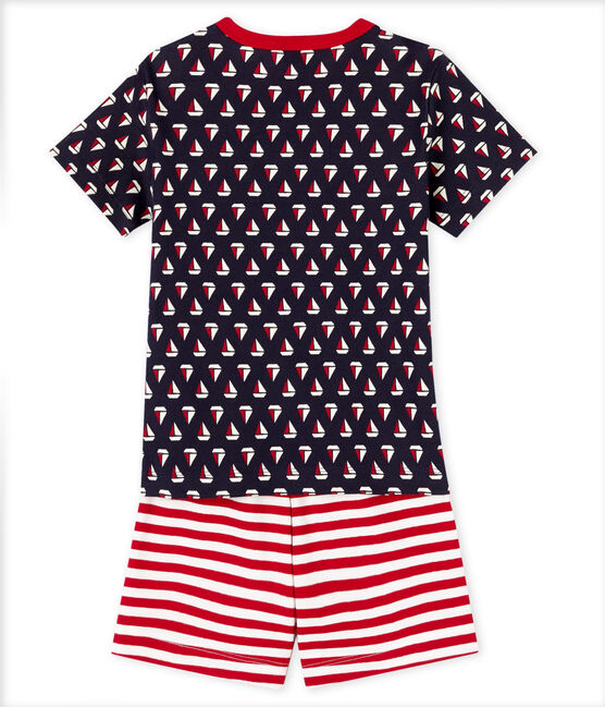 Kurzpyjama aus Rippstrick für kleine Jungen blau SMOKING/weiss MULTICO