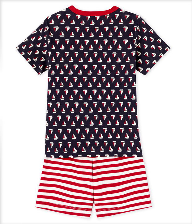 Kurzpyjama aus Rippstrick f&uuml;r kleine Jungen blau/vielfarbig