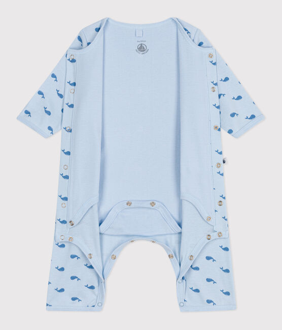 Baby-Bodyjama ohne Füßchen aus Baumwolle mit Wal-Motiv blau TOUDOU/ ALASKA