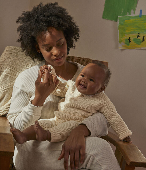 Zweiteiliges Baby-Set aus Baumwolle naturfarben