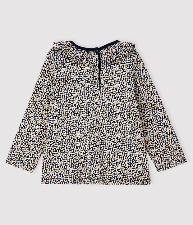 Lang&auml;rmelige Baby-Bluse f&uuml;r M&auml;dchen blau/weiss