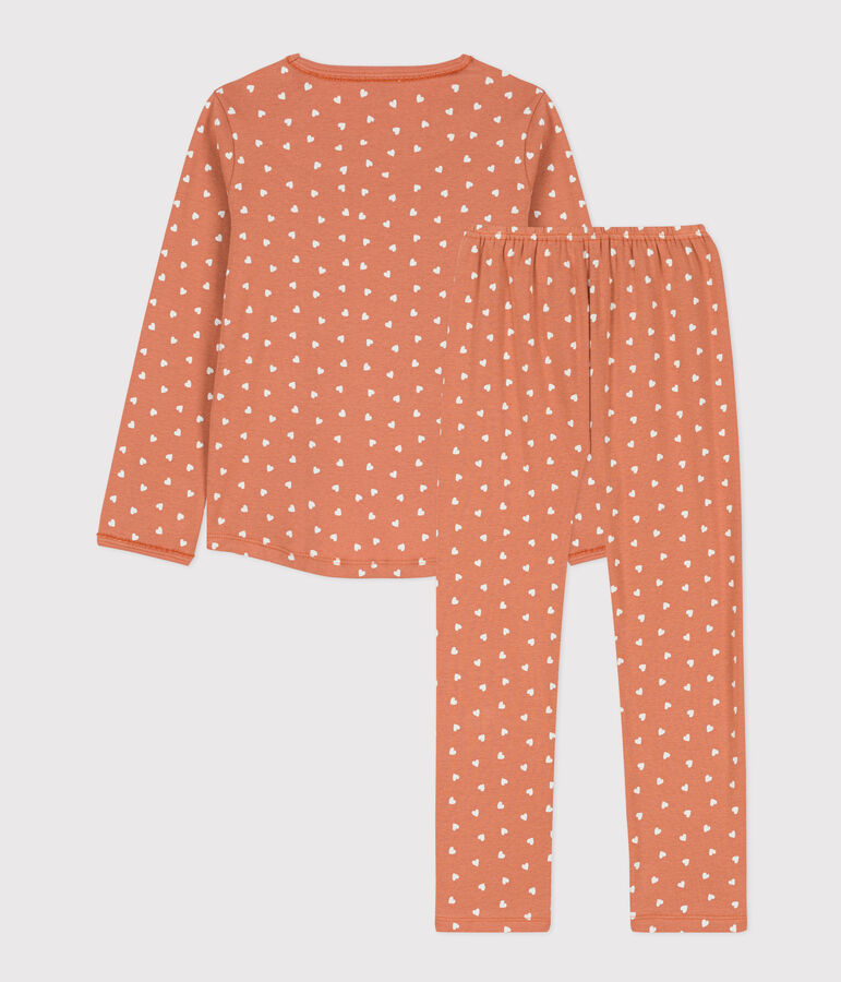 Kinderpyjama aus Baumwolle mit Herzmotiv f&uuml;r M&auml;dchen rosa/weiss