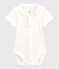 Kurzärmeliger Baby-Body aus Bio-Baumwolle mit weißem Kragen weiss MARSHMALLOW