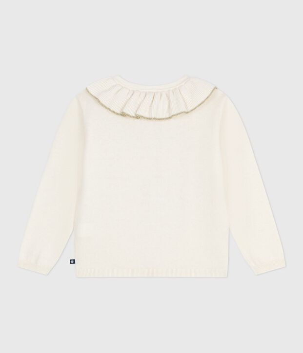 Kinder-Cardigan aus einfarbiger Wolle und Baumwolle weiss/grau