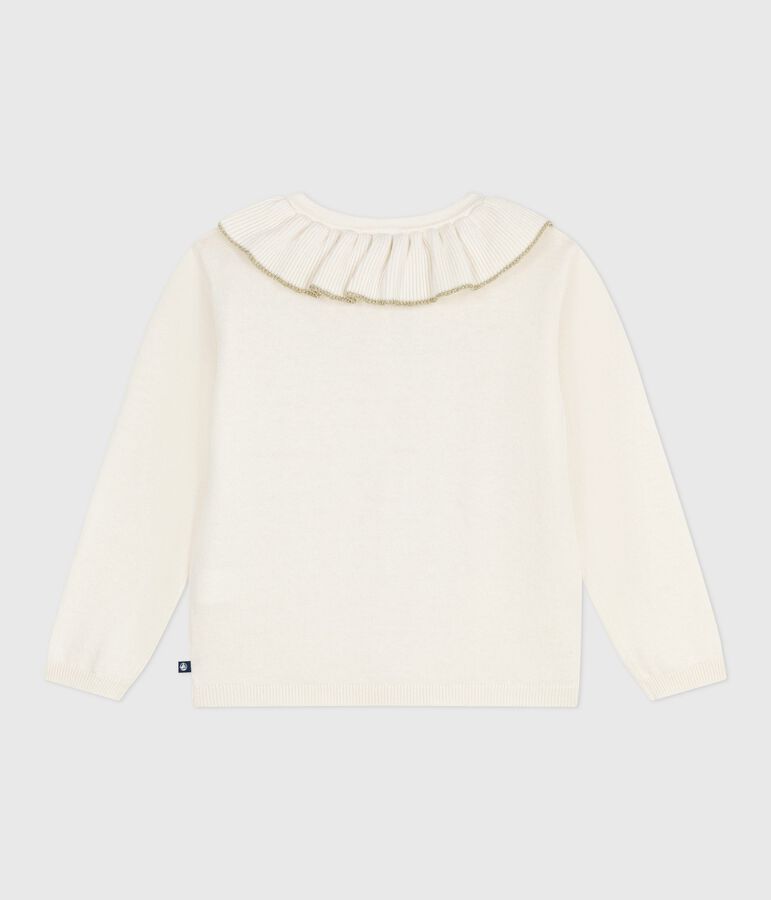 Kinder-Cardigan aus einfarbiger Wolle und Baumwolle weiss/grau