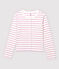Cardigan aus gestreifter Baumwolle/Leinen Damen weiss MARSHMALLOW/rosa BOHEME