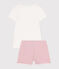 Kinder-Kurzpyjama aus Baumwolle weiss MARSHMALLOW/rosa CHARME