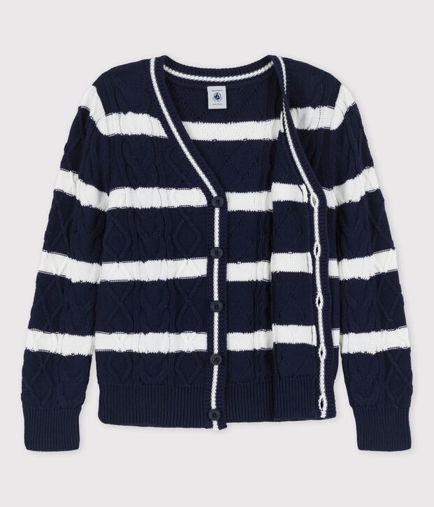 Cardigan aus Baumwolle f&uuml;r Jungen blau/weiss