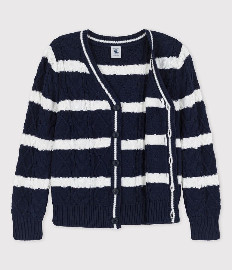 Cardigan aus Baumwolle f&uuml;r Jungen blau/weiss