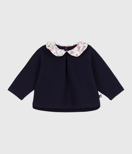 Baby-Sweatshirt aus einfarbiger Baumwolle mit gemustertem Kragen SOIR