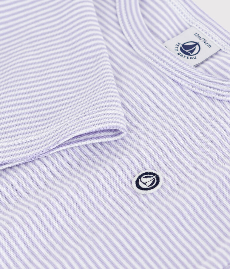 Lang&auml;rmeliges Baby-T-Shirt aus Baumwolle mit Streifen violett/weiss