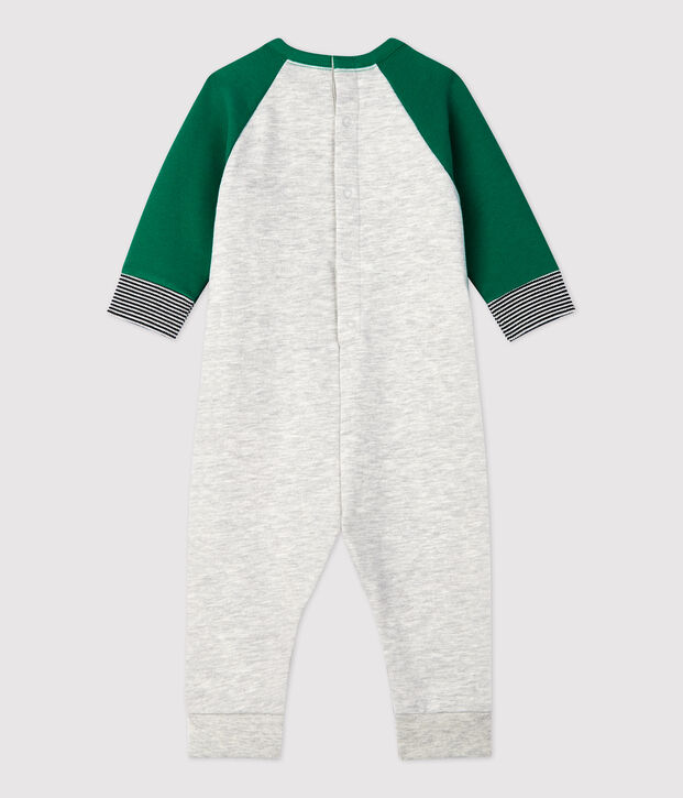 Baby-Overall aus Molton. grau/gr&uuml;n