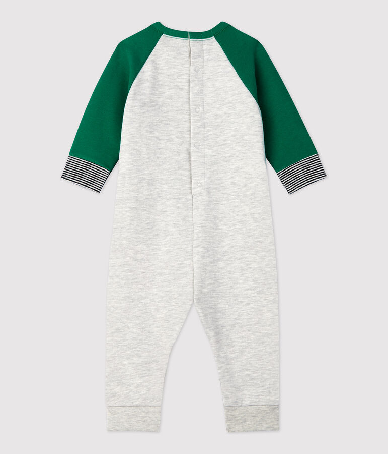 Baby-Overall aus Molton. grau/gr&uuml;n