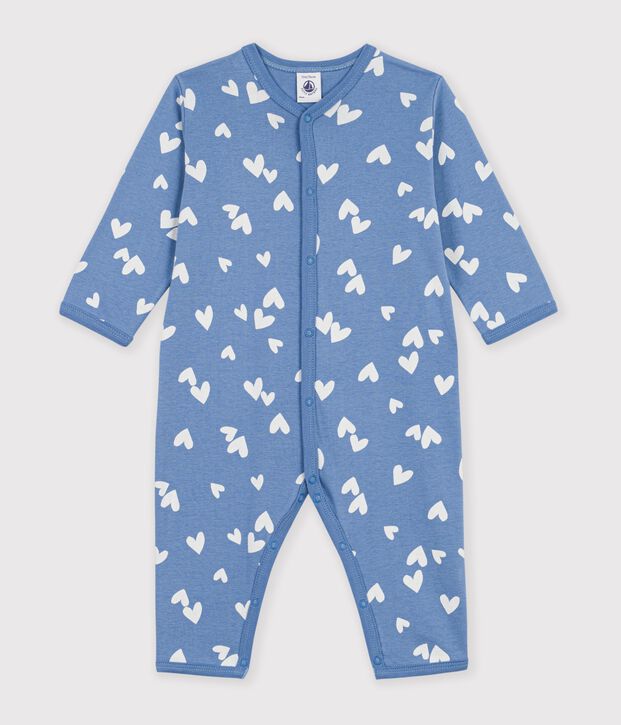Pyjama b&eacute;b&eacute; en coton sans pieds imprim&eacute; c&oelig;urs blau/weiss